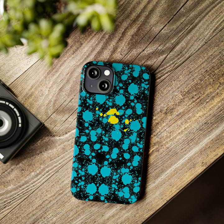 Slim Cute Phone Cases for Iphone - | iPhone 15 Case | iPhone 15 Pro Max Case, Iphone 14 Case, Iphone 14 Pro Max, Iphone 13, Paint Splash Blue Yellow - Studio40ParkLane