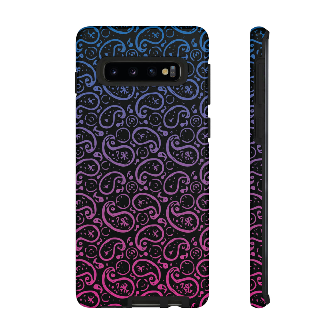 Cool Phone Case | Aesthetic Phone Case | Paisley Blue Pink Black | For Samsung Galaxy S23, S22, S21, S20 | Luxury Double Layer | Cute - Studio40ParkLane