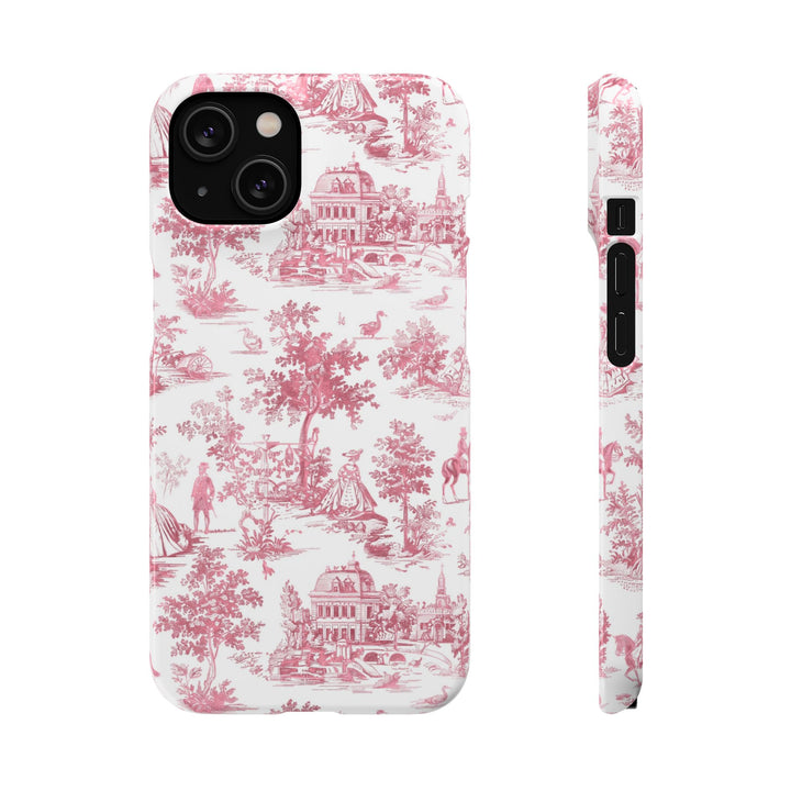 Sleek Snap Pink French Toile Cute Phone Case for iPhone 16 15 14 13 12 11 X Xs Max Xr Pro Plus Samsung Galaxy S24 S23 S22 S21 S20 Note Ultra