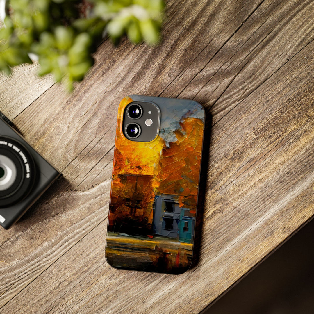 Slim Cute Phone Cases for Iphone - | iPhone 15 Case | iPhone 15 Pro Max Case, Iphone 14 Case, Iphone 14 Pro Max, Iphone 13, Fall Leaves Oil Paint Effect - Studio40ParkLane