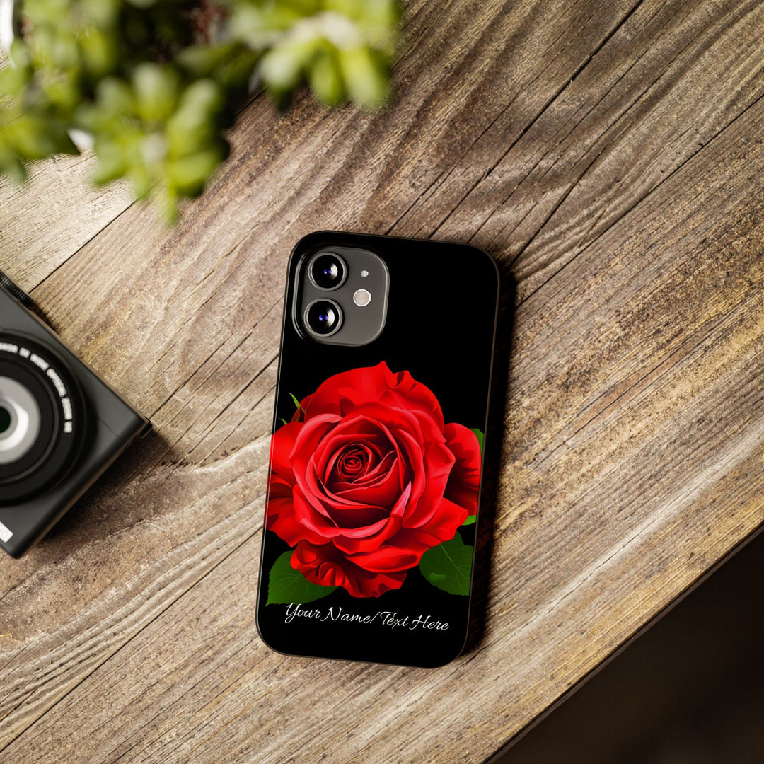 Slim Custom Personalized Red Rose Flowers Gift for Her Cute Phone Cases for Iphone 16 Pro Max | iPhone 15 Case | iPhone 15 Pro Max Case, Iphone 14, Iphone 14 Pro Max, Iphone 13 12 11 8 7 - Studio40ParkLane