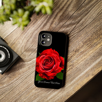 Slim Custom Personalized Red Rose Flowers Gift for Her Cute Phone Cases for Iphone 16 Pro Max | iPhone 15 Case | iPhone 15 Pro Max Case, Iphone 14, Iphone 14 Pro Max, Iphone 13 12 11 8 7