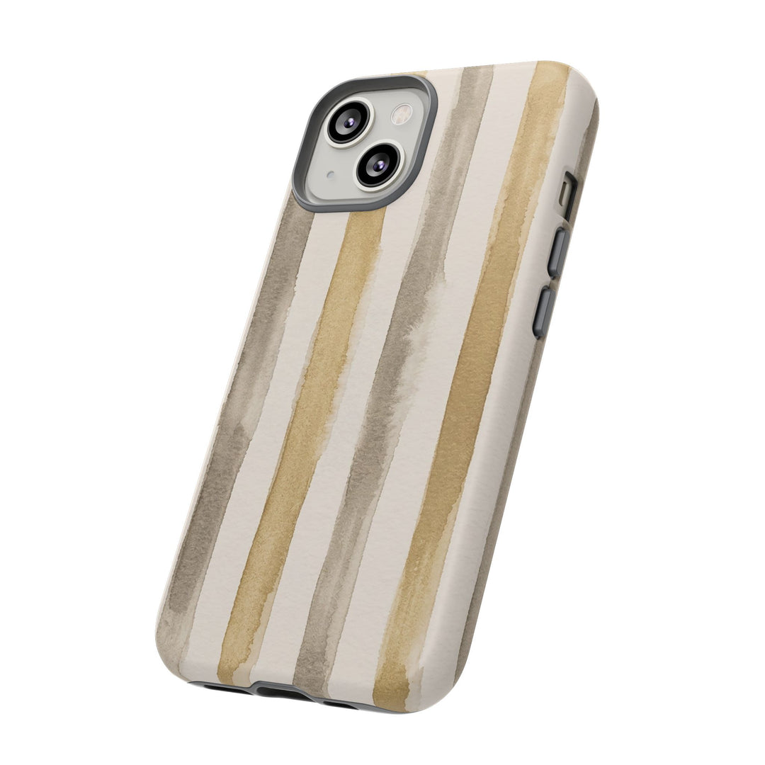 Tough Cute Brown Beige Stripes Phone Case, for IPhone 17 Pro Max | Iphone 17 Air, Iphone 16, IPhone 15, 14 13 12, Samsung Galaxy S26, S25, S24, S23 - Studio40ParkLane