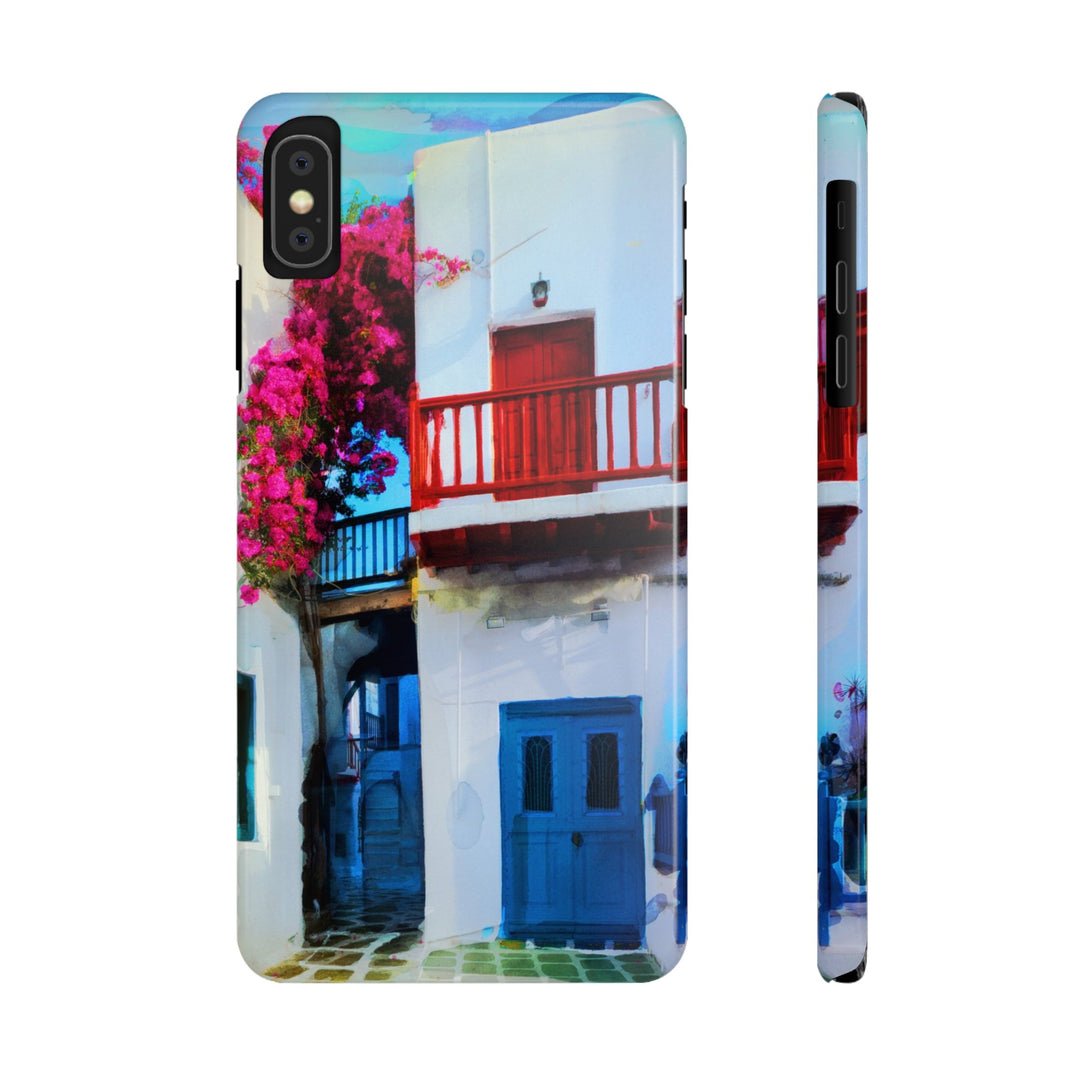 Slim Cute Phone Cases for Iphone | iPhone 15 Case | iPhone 15 Pro Max Case, Iphone 14, Iphone 14 Pro Max, Iphone 13, Colorful Greek Alley Watercolor - Studio40ParkLane