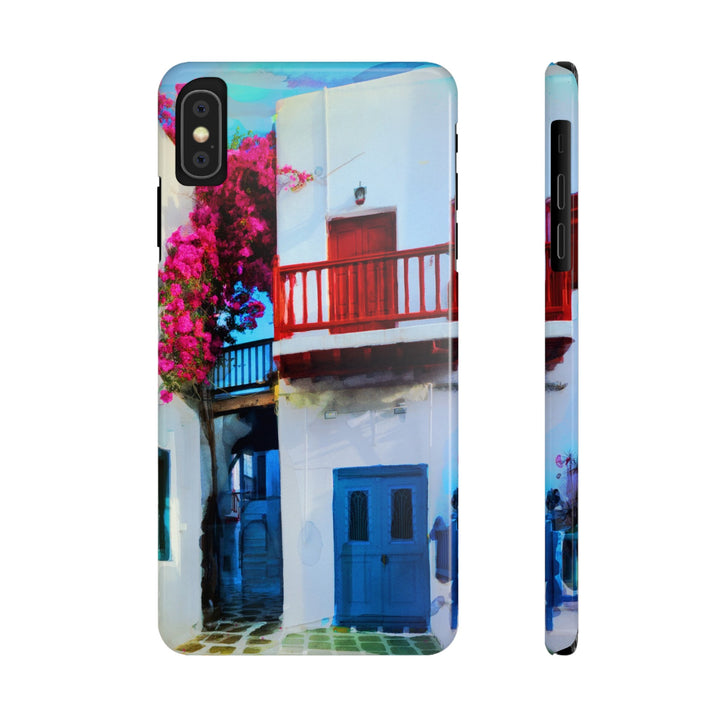 Slim Cute Phone Cases for Iphone | iPhone 15 Case | iPhone 15 Pro Max Case, Iphone 14, Iphone 14 Pro Max, Iphone 13, Colorful Greek Alley Watercolor - Studio40ParkLane