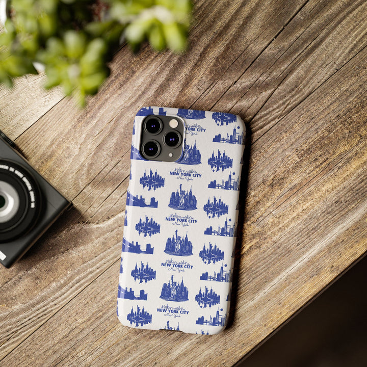 Slim New York Skyline Blue Collage Coquette Gift for Her Cute Phone Cases for Iphone 16 Pro Max | iPhone 15 Case | iPhone 15 Pro Max Case, Iphone 14, Iphone 14 Pro Max, Iphone 13 12 11 8 7 - Studio40ParkLane
