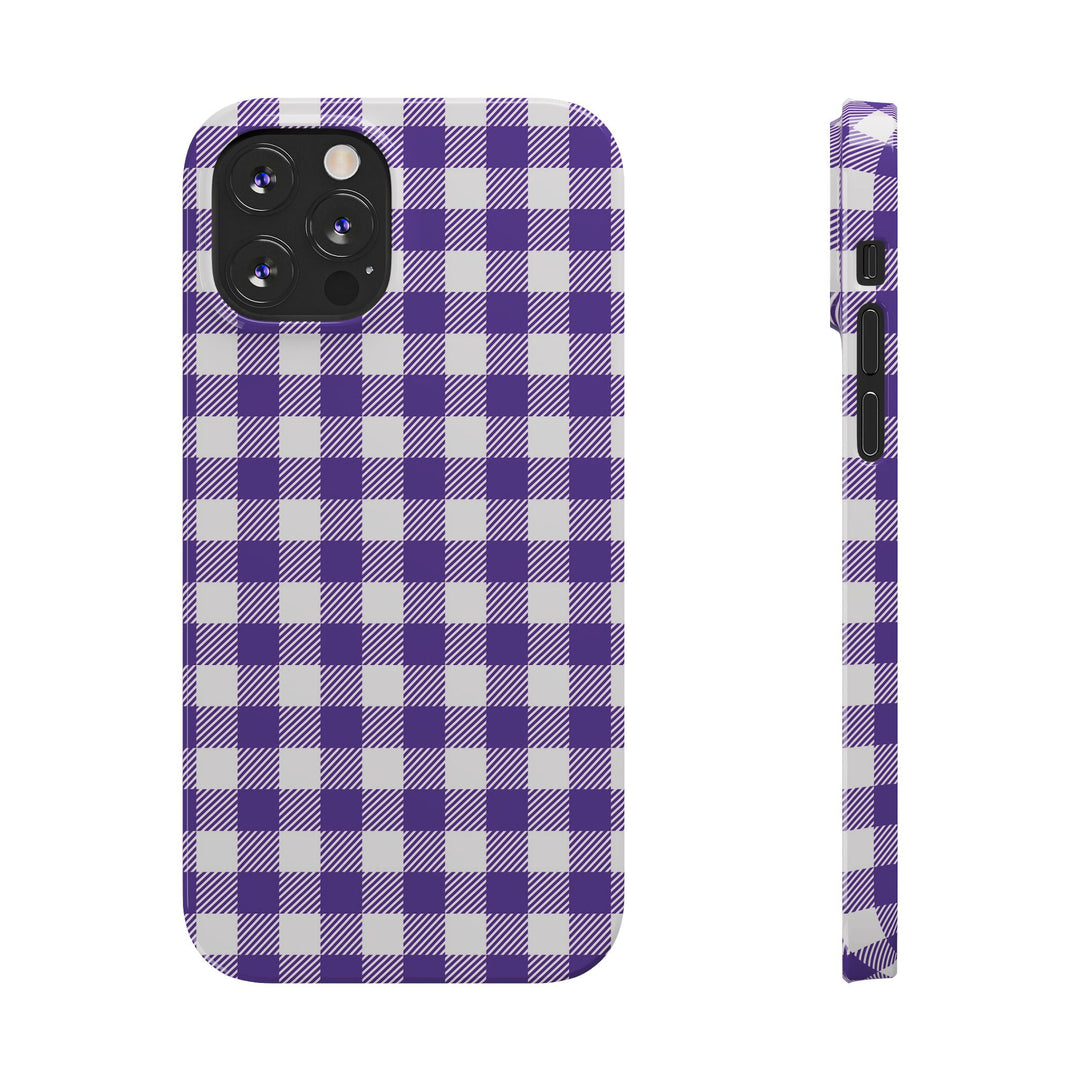 Slim Purple Gingham Gift for Her Cute Phone Cases for Iphone 16 Pro Max | iPhone 15 Case | iPhone 15 Pro Max Case, Iphone 14, 13, 12, 11, 10, 8, 7 - Studio40ParkLane