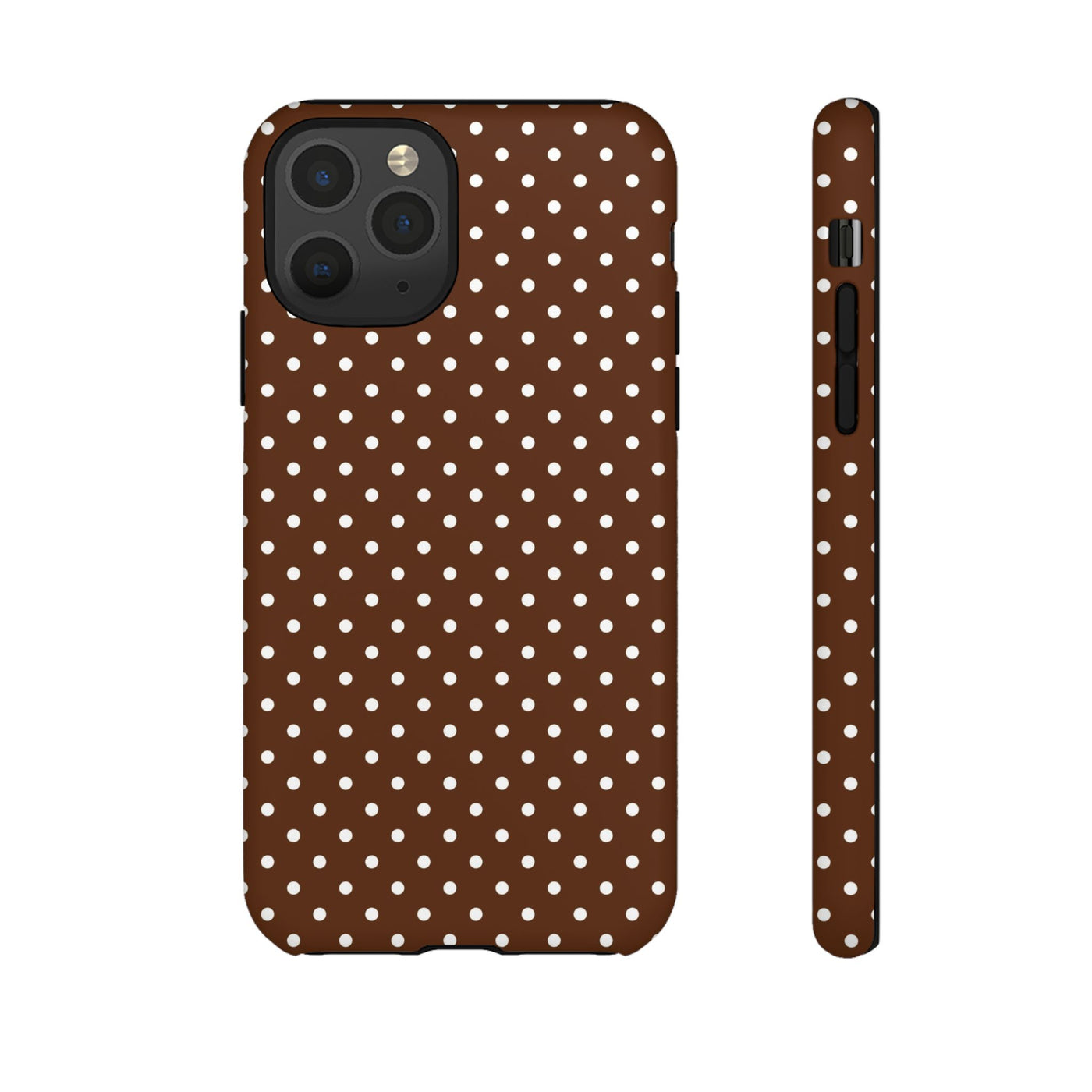 Aesthetic Tough Mocha Brown Polka Dots Premium Phone Case - For iPhone 17 Pro Max iPhone 16 Pro iPhone 15 Iphone 14 Plus 13 Pro 12 11 10 - Studio40ParkLane