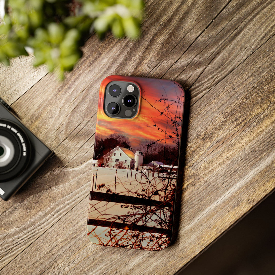 Slim Cute Phone Cases for Iphone - | iPhone 15 Case | iPhone 15 Pro Max Case, Iphone 14 Case, Iphone 14 Pro Max, Iphone 13, New England Winter Sunset - Studio40ParkLane