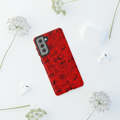 Cute Samsung Phone Case | Aesthetic Samsung Phone Case | Galaxy S23, S22, S21, S20 | Red Black Coffee, Protective Phone Case