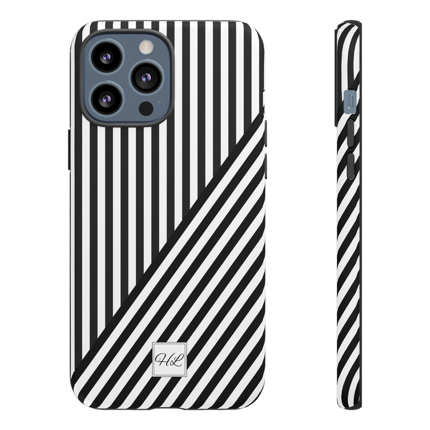Custom Personalized Aesthetic Stripes Black White Tough Phone Case - For iPhone 17 Pro Max iPhone 16 Pro iPhone 15 Iphone 14 Plus 13 12 11 - Studio40ParkLane