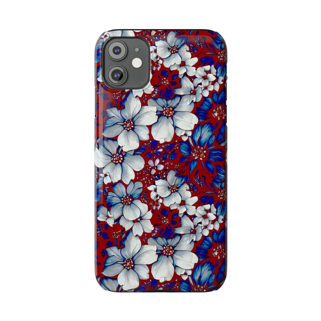 Slim Cute Phone Cases for Iphone - | iPhone 15 Case | iPhone 15 Pro Max Case, Iphone 14 Case, Iphone 14 Pro Max, Iphone 13, Red Blue Flowers - Studio40ParkLane