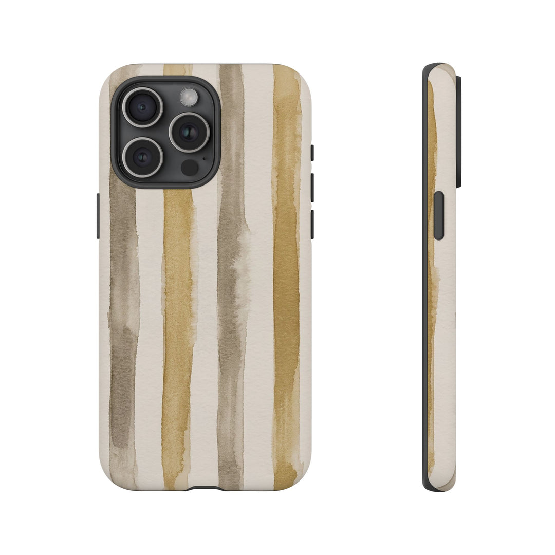 Tough Cute Brown Beige Stripes Phone Case, for IPhone 17 Pro Max | Iphone 17 Air, Iphone 16, IPhone 15, 14 13 12, Samsung Galaxy S26, S25, S24, S23 - Studio40ParkLane