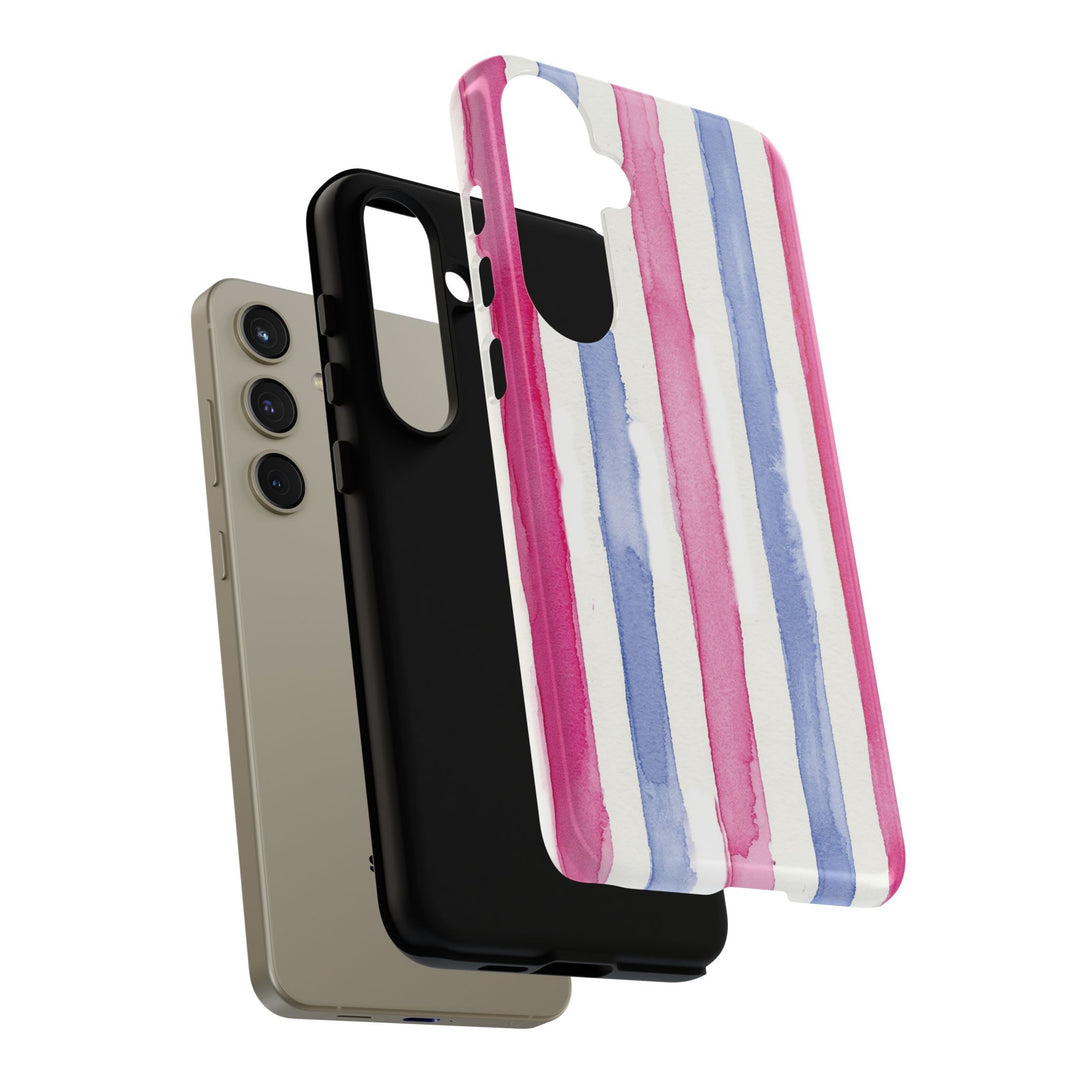 Tough Cute Pink Blue Stripes Phone Case, for IPhone 17 Pro Max | Iphone 17 Air, Iphone 16, IPhone 15, 14 13 12, Samsung Galaxy S26, S25, S24, S23 - Studio40ParkLane