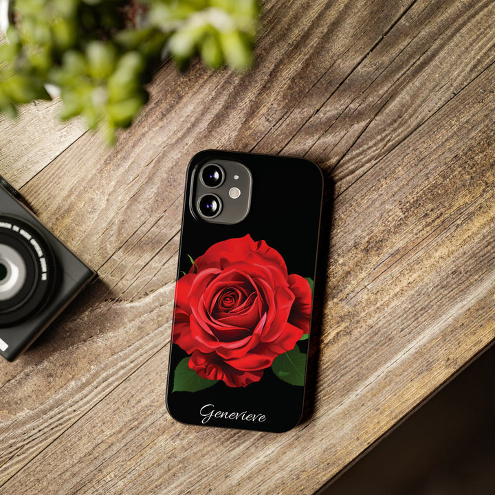Slim Custom Personalized Red Rose Flowers Gift for Her Cute Phone Cases for Iphone 16 Pro Max | iPhone 15 Case | iPhone 15 Pro Max Case, Iphone 14, Iphone 14 Pro Max, Iphone 13 12 11 8 7 - Studio40ParkLane