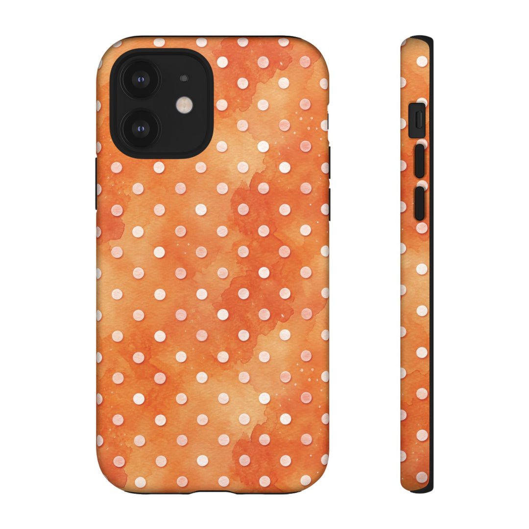 Aesthetic Tough Orange Polka Dots Watercolor Phone Case - For iPhone 17 Pro Max iPhone 16 Pro iPhone 15 Iphone 14 Plus 13 Pro 12 11 10 XR - Studio40ParkLane