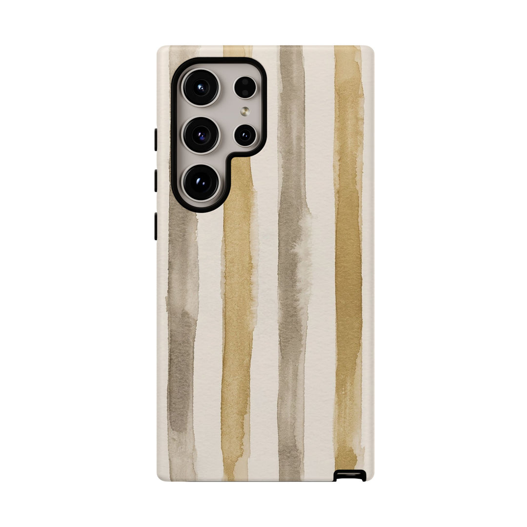 Tough Cute Brown Beige Stripes Phone Case, for IPhone 17 Pro Max | Iphone 17 Air, Iphone 16, IPhone 15, 14 13 12, Samsung Galaxy S26, S25, S24, S23 - Studio40ParkLane