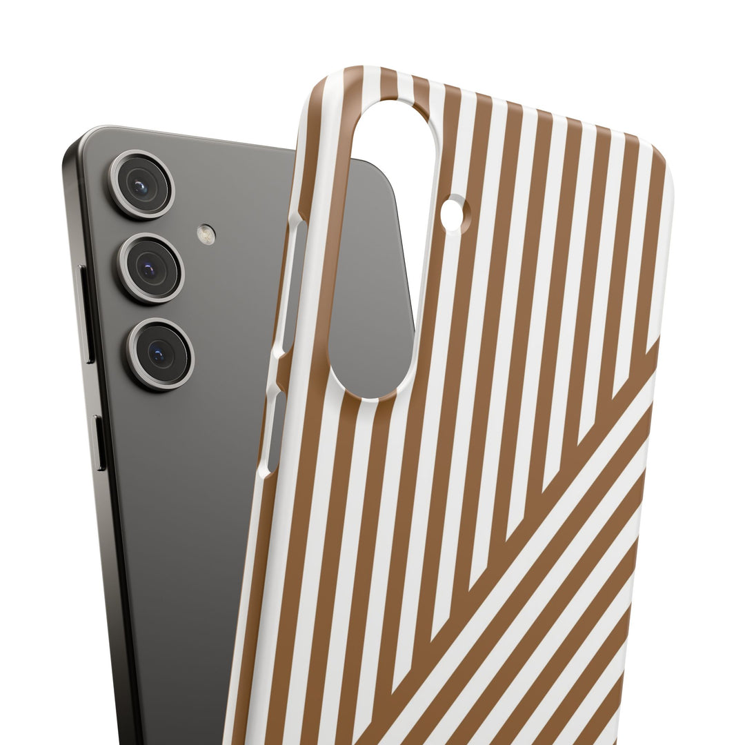 Aesthetic Mocha Brown Stripes Cute Phone Case Sleek Snap - For iPhone 17 Pro Max iPhone 16 Pro iPhone 15 Iphone 14 Plus 13 Pro 12 11 10 Gift - Studio40ParkLane