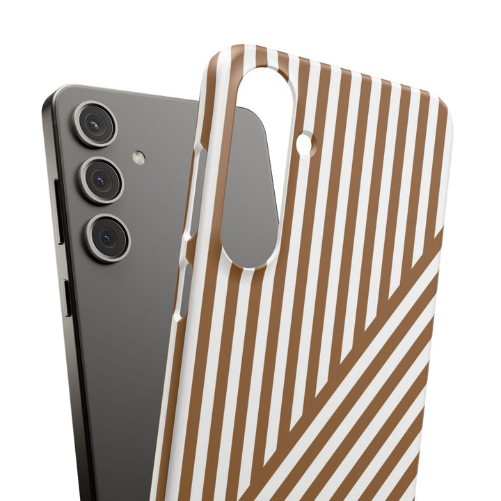 Aesthetic Mocha Brown Stripes Cute Phone Case Sleek Snap - For iPhone 17 Pro Max iPhone 16 Pro iPhone 15 Iphone 14 Plus 13 Pro 12 11 10 Gift - Studio40ParkLane