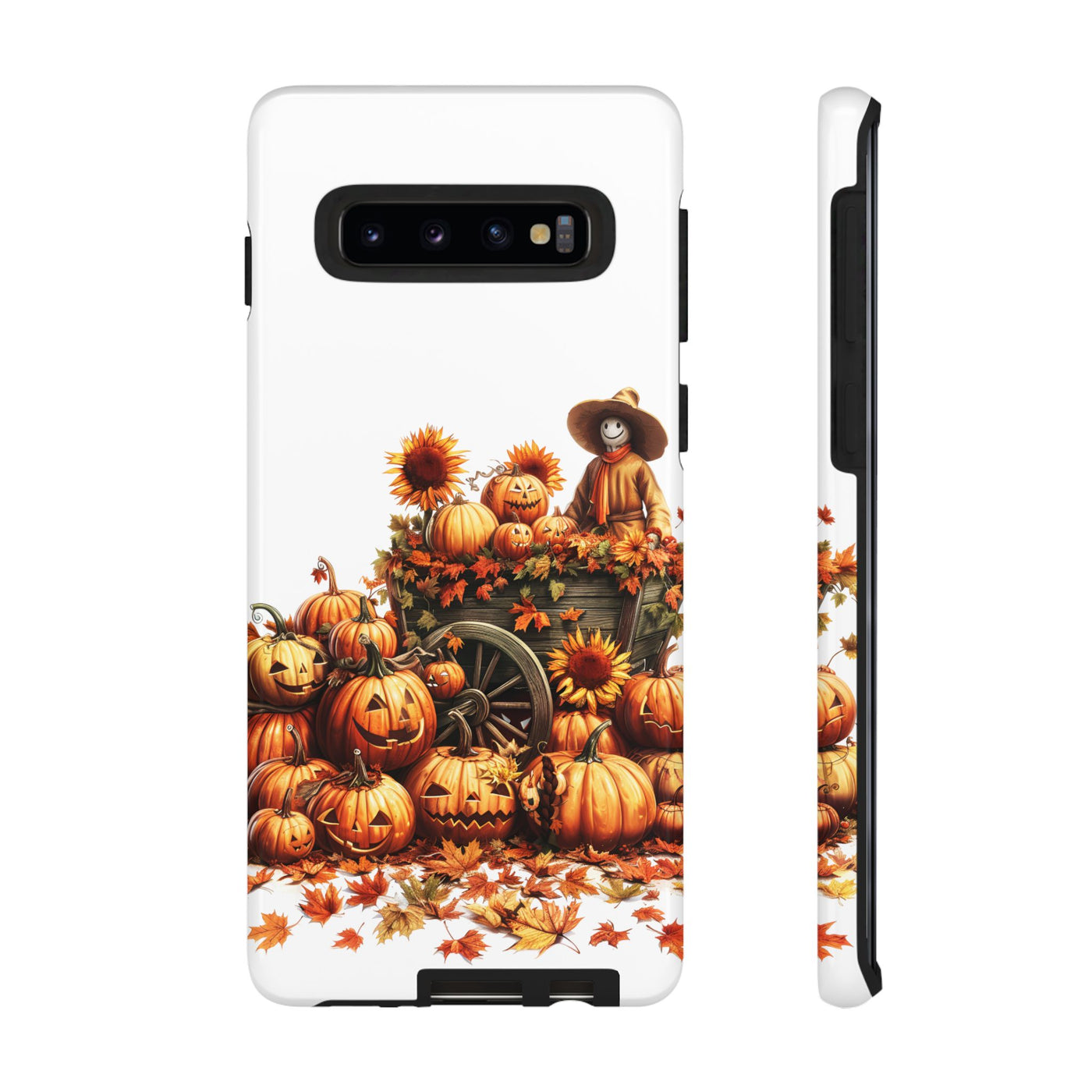 Impact Resistant, Fall Leaves Scarecrow, Cute Phone Cases for Samsung S24, S23, S22, S21, IPhone 15 pro Iphone 14 pro Iphone 13 IPhone 12 Iphone 11