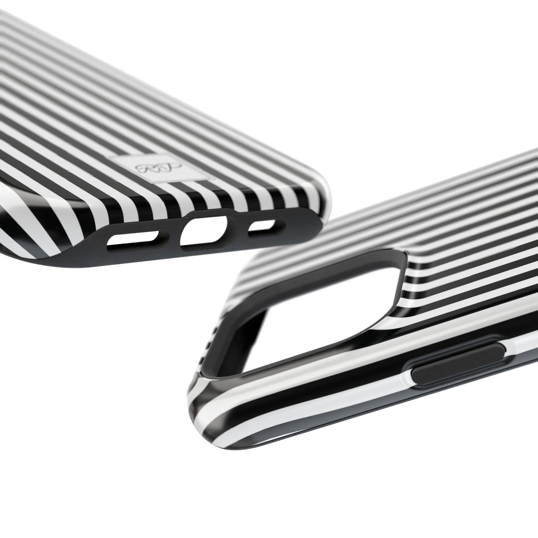 Custom Personalized Black White Striped Magsafe Phone Case for Iphone 17 - | iPhone 16 Pro Max Case | iPhone 15 Case Iphone 14 13 12 11 10 - Studio40ParkLane