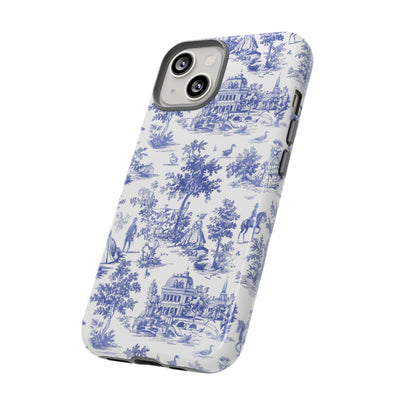 Premium Tough Blue French Toile Gift for Her Cute Phone Cases for Samsung and Iphone, 16, 15, 14, S24, S23, S22, S21, S20, Plus, Ultra, Pro