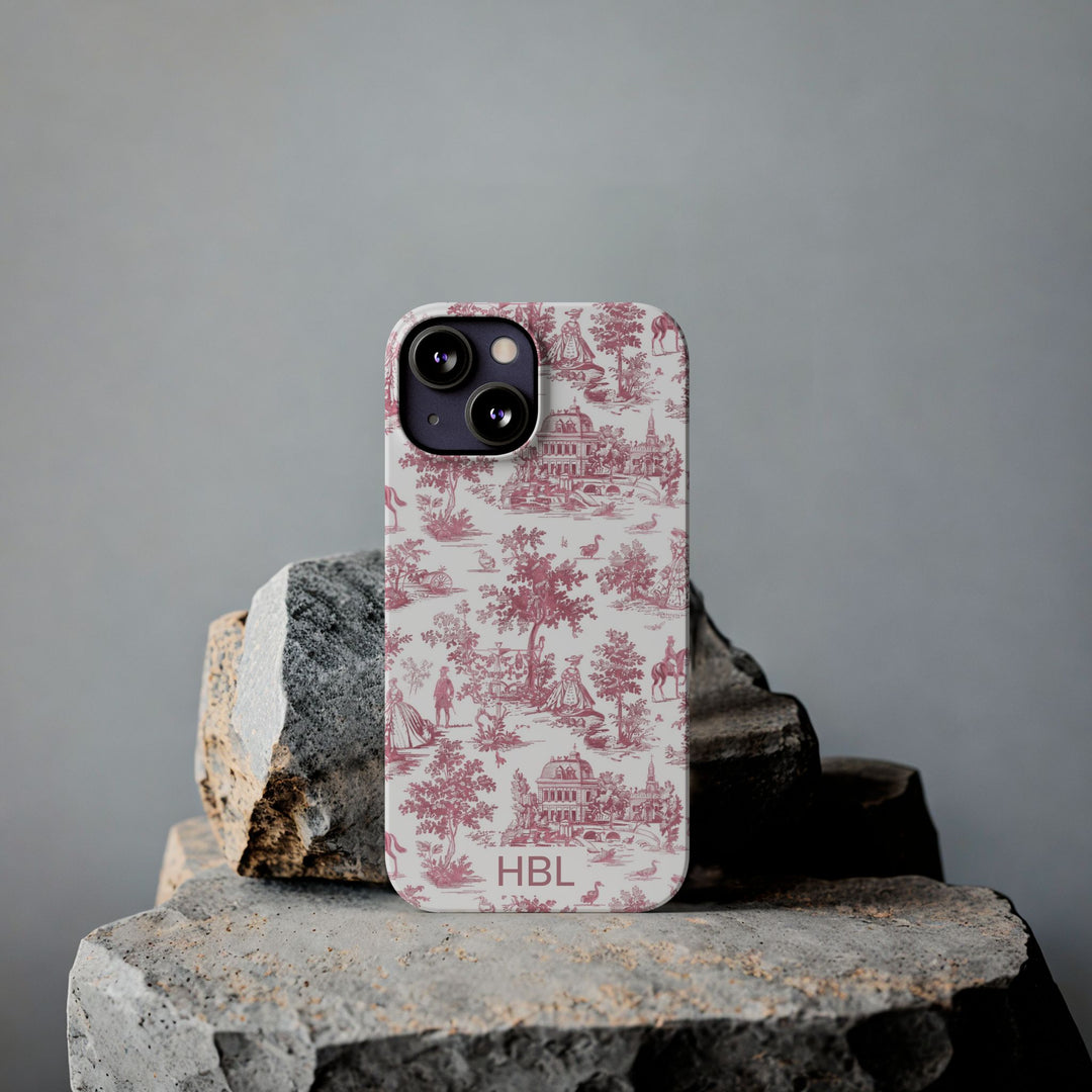 Slim Personalized Slim Pink Vintage French Toile Cute Phone Cases for Iphone 16 Pro Max | iPhone 15 Case | iPhone 15 Pro Max Case, Iphone 14, Iphone 14 Pro Max, Iphone 13 12 11 8 7 - Studio40ParkLane