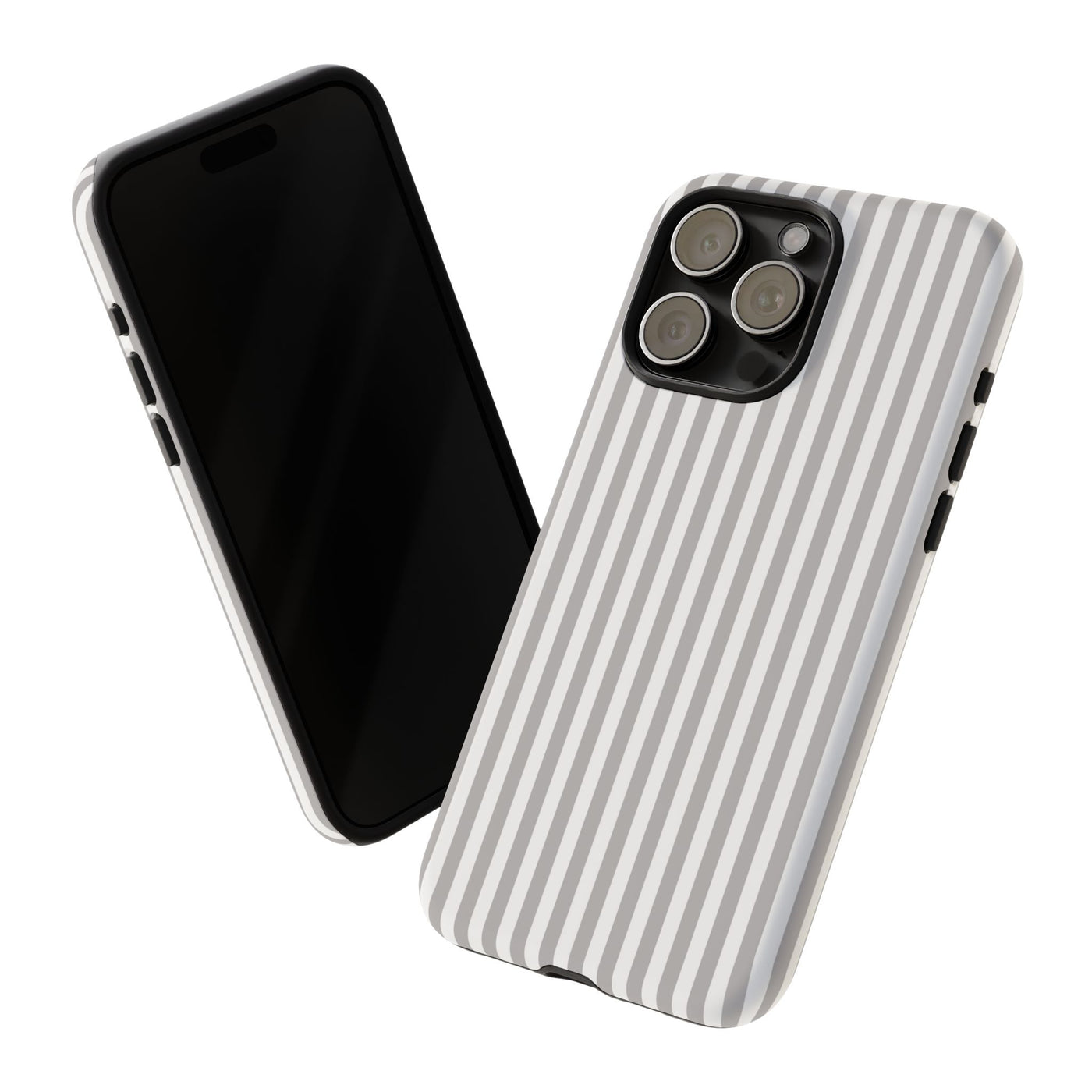 Tough Premium Ash Grey Stripes Phone Case Gift for Her - For Apple iPhone 16 Pro Max 16e iPhone 15 Pro iPhone Iphone 14 Plus 13 Pro 12 SE XR - Studio40ParkLane