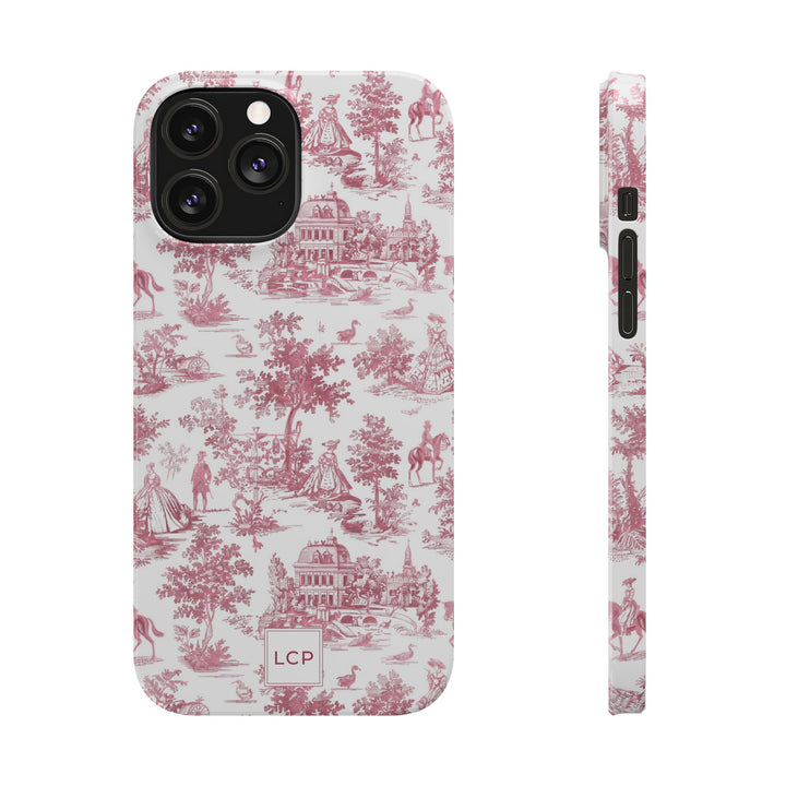 Slim Personalized Slim Pink Vintage French Toile Cute Phone Cases for Iphone 16 Pro Max | iPhone 15 Case | iPhone 15 Pro Max Case, Iphone 14, Iphone 14 Pro Max, Iphone 13 12 11 8 7 - Studio40ParkLane