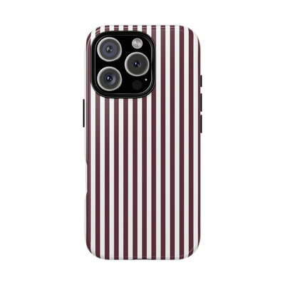 Tough Premium Burgundy Stripes Phone Case Gift for Her - For Apple iPhone 16 Pro Max 16e iPhone 15 Pro iPhone Iphone 14 Plus 13 Pro 12 SE XR - Studio40ParkLane