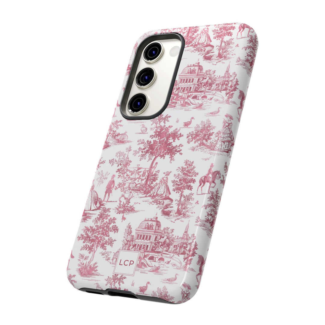 Personalized Custom French Toile Tough Cute Phone Case For Apple iPhone 18, 17, 16, 15 14, Pro Max, Samsung Galaxy S26, S25, S24 Plus Ultra
