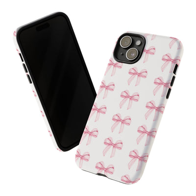 Pink Bows Cute Phone Case, for IPhone 16 Pro Max | Iphone 15, Iphone 14, IPhone 13 Case, 11 8 7, Samsung Galaxy S24, S23, S22, S21, 2 Layer Protection