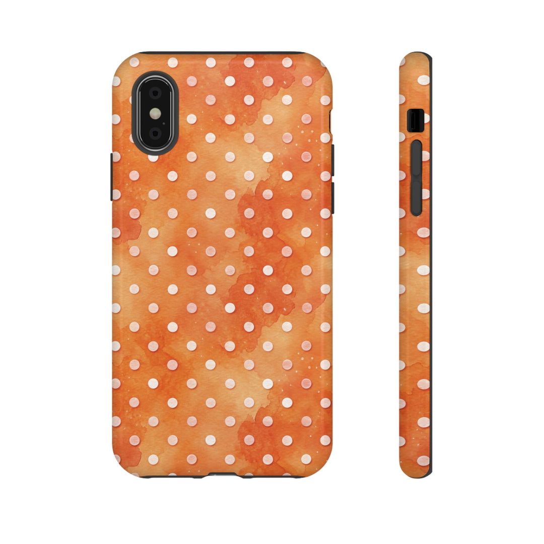 Aesthetic Tough Orange Polka Dots Watercolor Phone Case - For iPhone 17 Pro Max iPhone 16 Pro iPhone 15 Iphone 14 Plus 13 Pro 12 11 10 XR - Studio40ParkLane