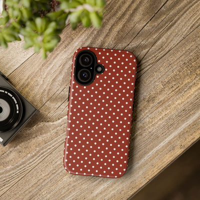 Aesthetic Tough Clay Red Polka Dots Premium Phone Case - For iPhone 17 Pro Max iPhone 16 Pro iPhone 15 Iphone 14 Plus 13 Pro 12 11 10 XR XS - Studio40ParkLane