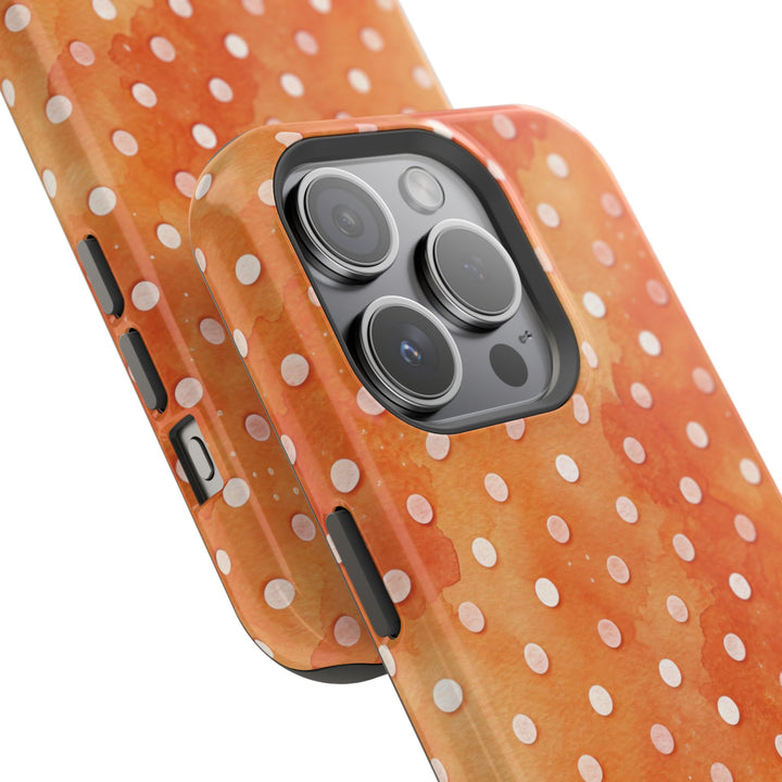 Aesthetic Tough Magsafe Orange Polka Dots Phone Case - For iPhone 17 Pro Max iPhone 16 Pro iPhone 15 Iphone 14 Plus 13 Pro 12 11 10 XR - Studio40ParkLane