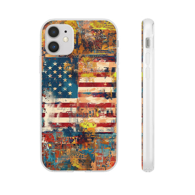 Cute Flexi Phone Cases, US Flag Abstract, Compatible with Samsung Galaxy S23, Samsung S22, Samsung S21, Samsung S20, Galaxy S20 Ultra