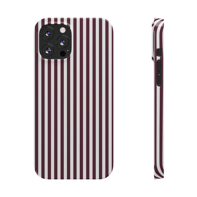 Slim Burgundy Wine Striped Cute Phone Case for Iphone 16 - | iPhone 15 Pro Max Case | iPhone 14 Case Iphone 13 12 11 10 9 8 7 Gift for Her - Studio40ParkLane