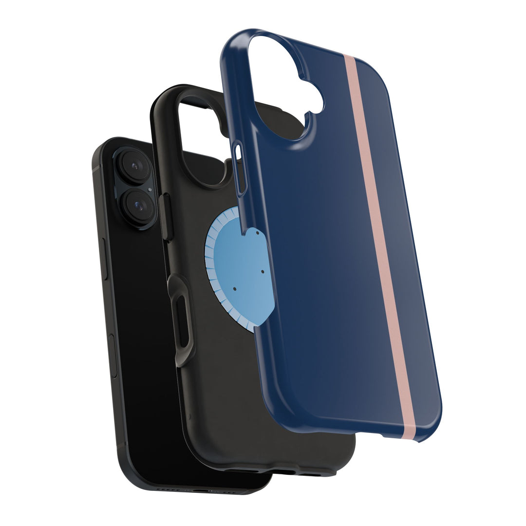 MagSafe Navy Blue Blush Pink Stripe Tough Phone Case iPhone 18 17 16 15 14 13 Pro Max Samsung Galaxy S26 Dual Layer Modern Luxury Cover - Studio40ParkLane
