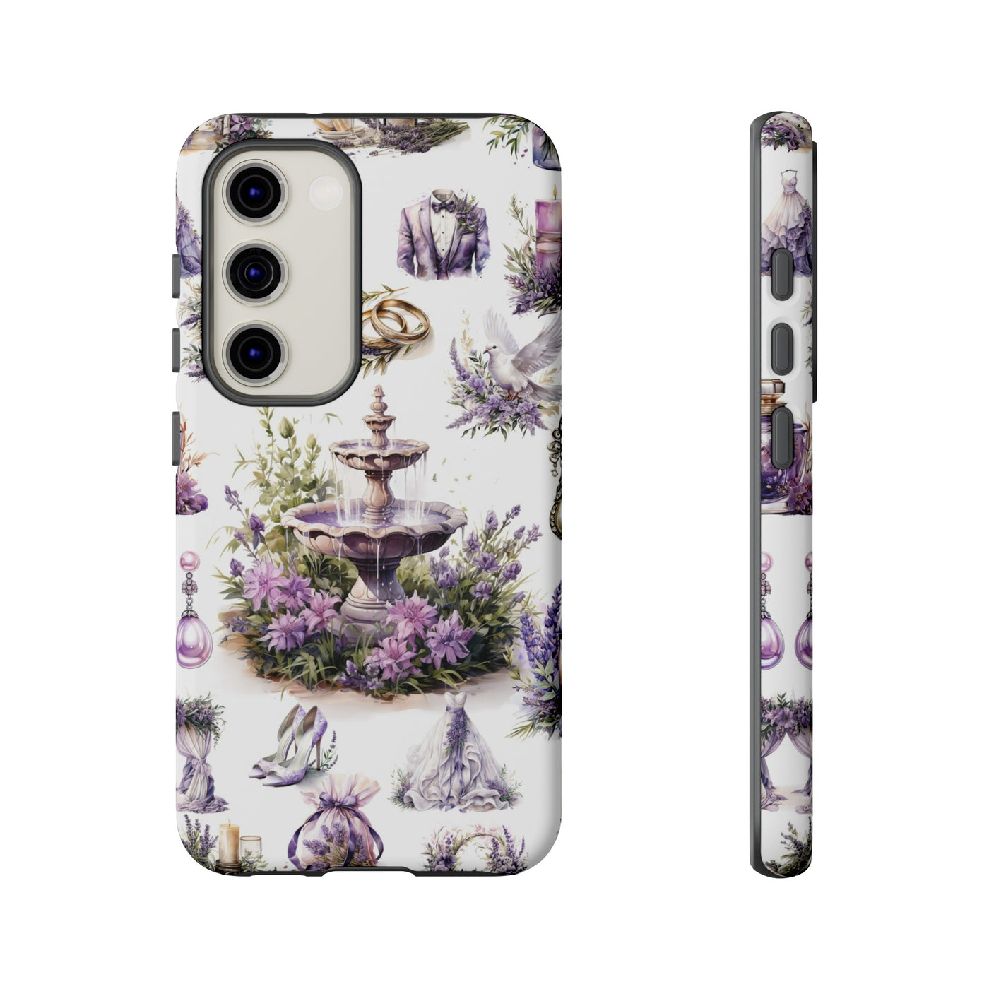 Impact Resistant, Lavender Wedding, Cute Phone Cases for Samsung S24, S23, S22, S21, IPhone 15 pro Iphone 14 pro Iphone 13 IPhone 12 Iphone 11