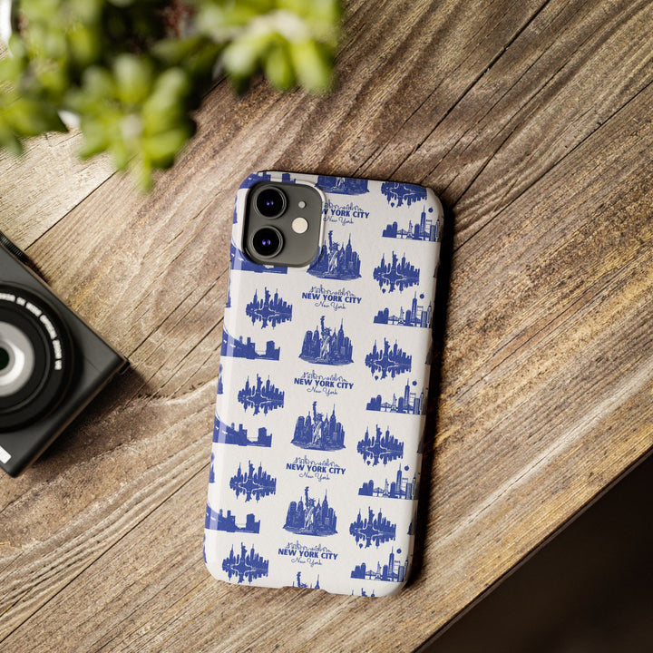 Slim New York Skyline Blue Collage Coquette Gift for Her Cute Phone Cases for Iphone 16 Pro Max | iPhone 15 Case | iPhone 15 Pro Max Case, Iphone 14, Iphone 14 Pro Max, Iphone 13 12 11 8 7 - Studio40ParkLane