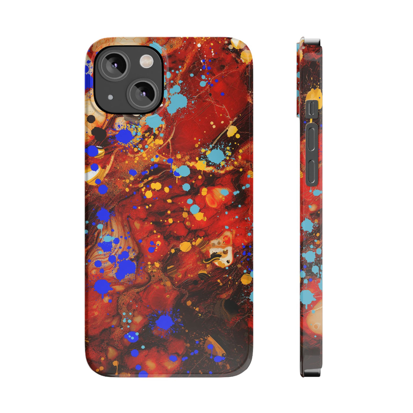 Slim Cute Phone Cases for Iphone - | iPhone 15 Case | iPhone 15 Pro Max Case, Iphone 14 Case, Iphone 14 Pro Max, Iphone 13, Fall Marble Paint Splash