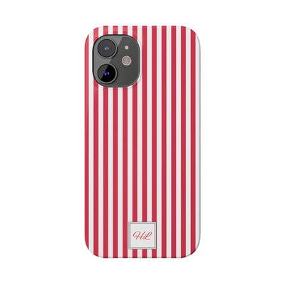 Slim Custom Personalized Winterberry Red Striped Phone Case for Iphone 17 - | iPhone 16 Pro Max Case | iPhone 15 Case Iphone 14 13 12 11 10 9 8 - Studio40ParkLane