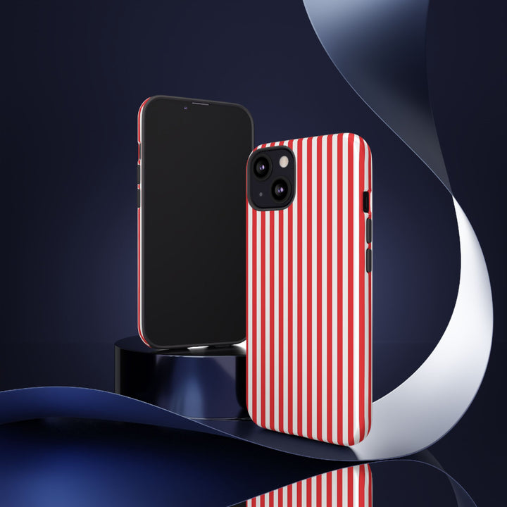 Tough Premium Poppy Red Stripes Phone Case Gift for Her - For Apple iPhone 16 Pro Max 16e iPhone 15 Pro iPhone Iphone 14 Plus 13 Pro 12 SE XR - Studio40ParkLane