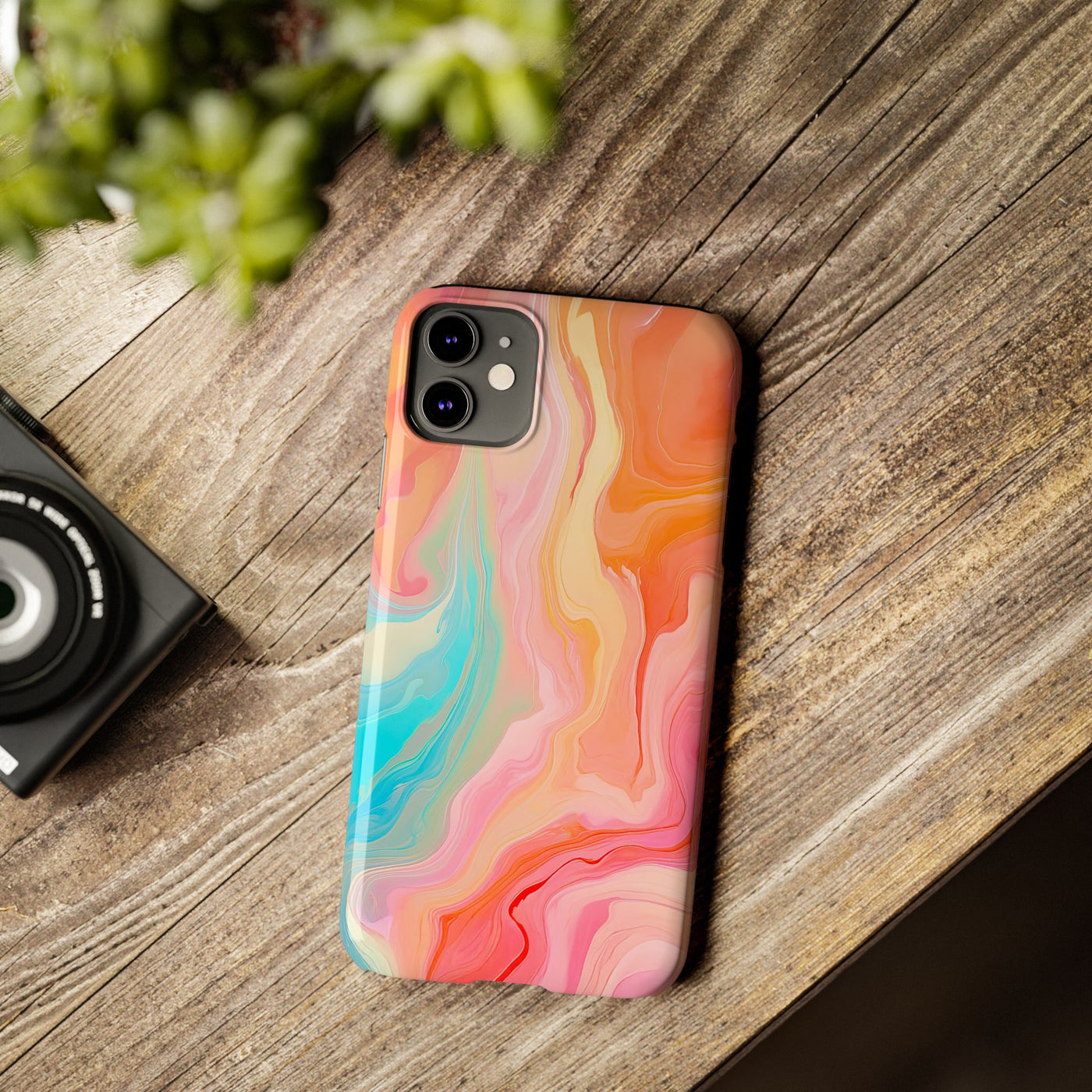 Slim Blue Pink Orange Marbled Cute Phone Cases for Iphone 16 Pro Max | iPhone 15 Case | iPhone 15 Pro Max Case, Iphone 14, Iphone 14 Pro Max, Iphone 13 12 11 8 7