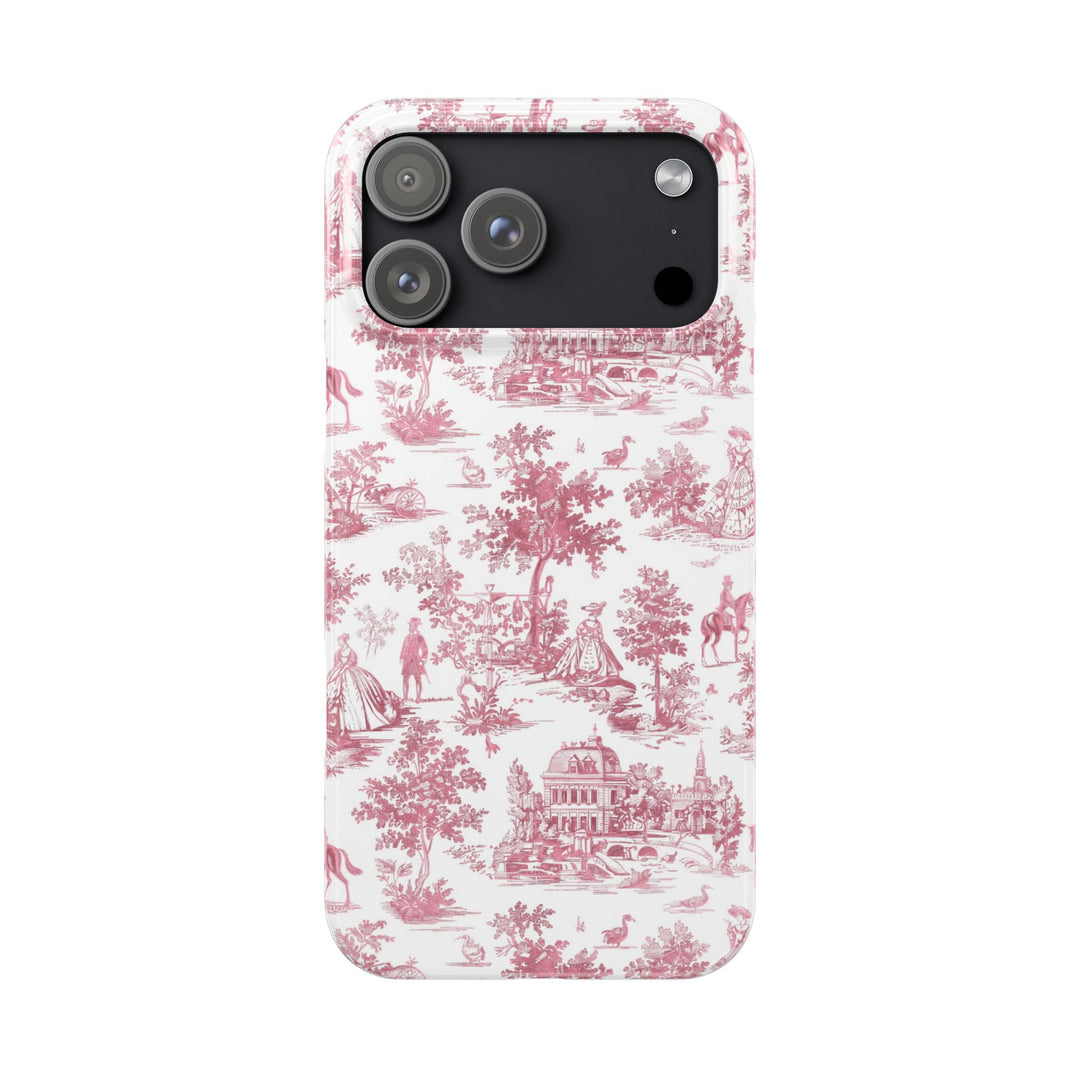 Slim Pink Vintage French Toile Cute Phone Cases for Iphone 16 Pro Max | iPhone 15 Case | iPhone 15 Pro Max Case, Iphone 14, Iphone 14 Pro Max, Iphone 13 12 11 8 7 - Studio40ParkLane
