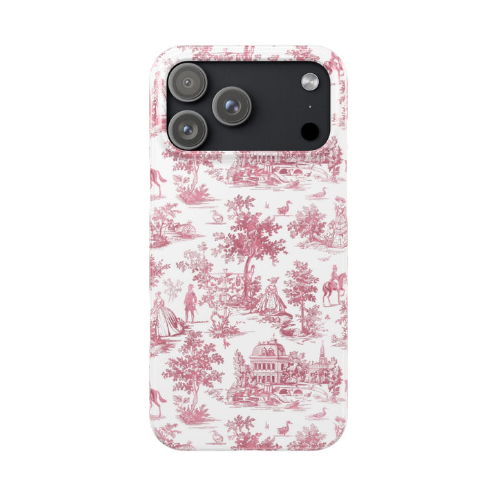 Slim Pink Vintage French Toile Cute Phone Cases for Iphone 16 Pro Max | iPhone 15 Case | iPhone 15 Pro Max Case, Iphone 14, Iphone 14 Pro Max, Iphone 13 12 11 8 7 - Studio40ParkLane