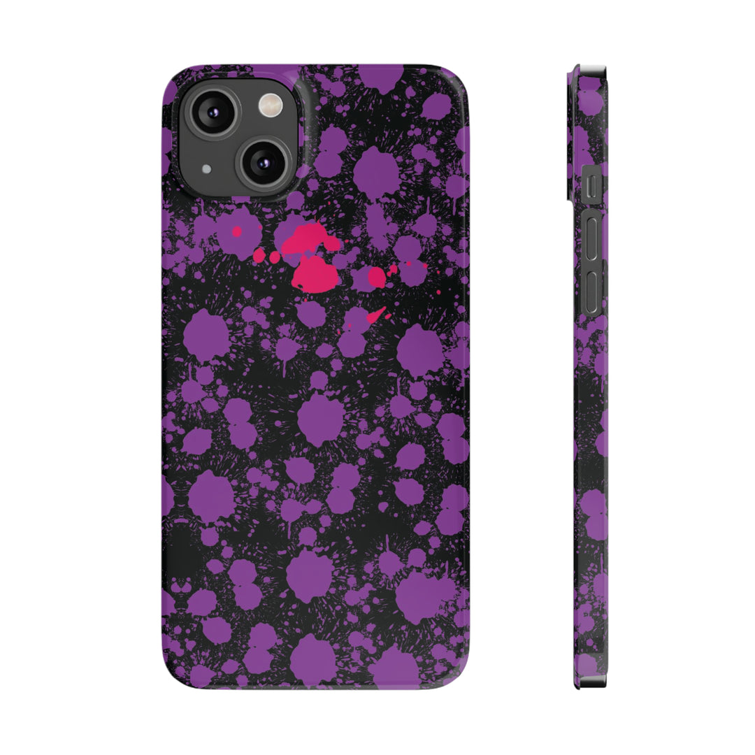 Slim Cute Phone Cases for Iphone - | iPhone 15 Case | iPhone 15 Pro Max Case, Iphone 14 Case, Iphone 14 Pro Max, Iphone 13, Purple Pink Paint Blots Splash - Studio40ParkLane