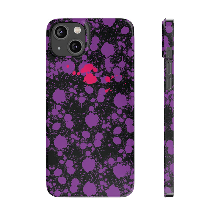 Slim Cute Phone Cases for Iphone - | iPhone 15 Case | iPhone 15 Pro Max Case, Iphone 14 Case, Iphone 14 Pro Max, Iphone 13, Purple Pink Paint Blots Splash - Studio40ParkLane