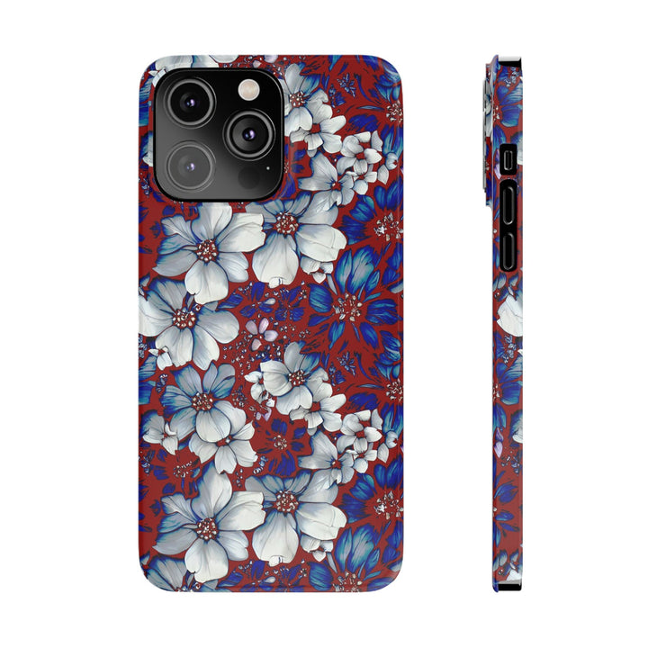 Slim Cute Phone Cases for Iphone - | iPhone 15 Case | iPhone 15 Pro Max Case, Iphone 14 Case, Iphone 14 Pro Max, Iphone 13, Red Blue Flowers - Studio40ParkLane