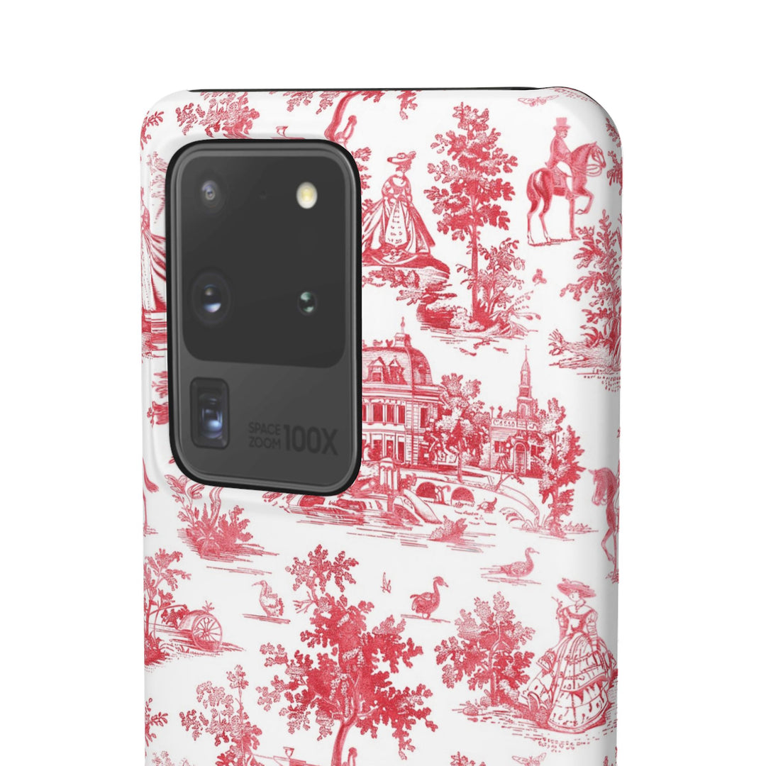 Snap French Toile Personalized Initial Custom Gift for Her Cute Phone Cases for Samsung S24, S23, S22, S21, S20, Plus and Ultra and Iphone, 16, 15, 14, 13, 12, 11. 10 - Studio40ParkLane